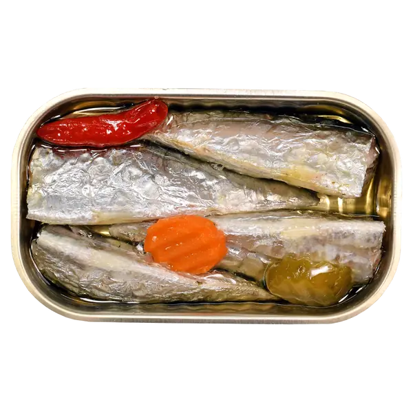 Sardinhas em azeite picante com vegetais